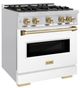 ZLINE Classic Series Autograph Edition 30" Stainless Steel Pro Style Gas Range with White Matte Door and Champagne Bronze Accents-1