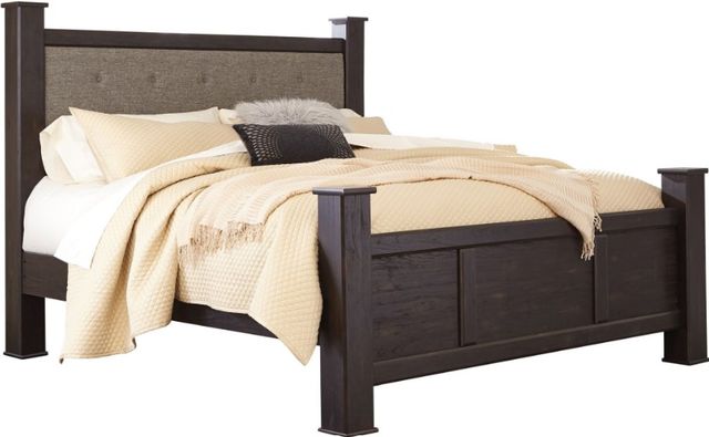 Signature Design by Ashley® Reylow 4-Piece Dark Brown Queen Poster Bed Set-1
