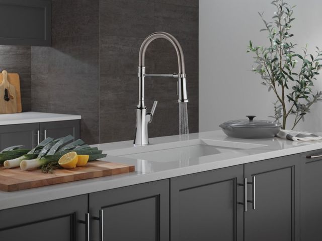 Delta Ermelo®  Chrome Single Handle Kitchen Faucet With Spring Spout -2