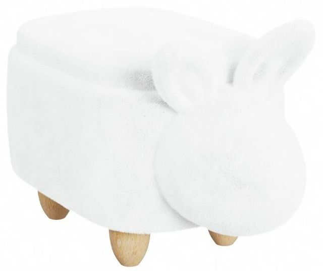 Elements International Animal Stools White Rabbit Storage Youth Stool-0