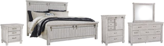 Signature Design by Ashley® Brashland 5-Piece White Queen Panel Bed Set-0
