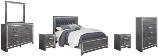 Signature Design by Ashley® Lodanna 6-Piece Gray Queen Panel Bed Set-0