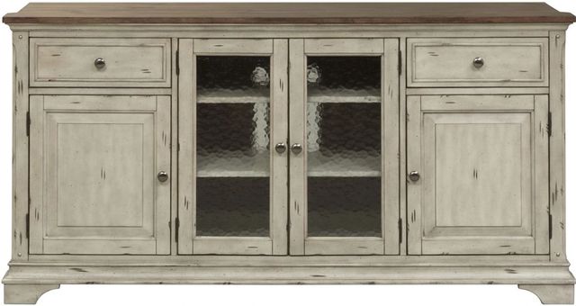 Liberty Furniture Morgan Creek Antique White/Wirebrushed Tobacco Entertainment TV Stand-2