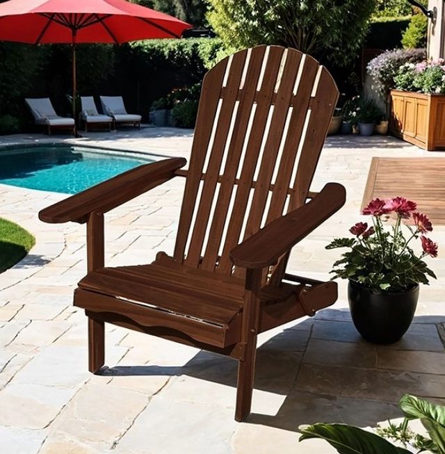 Furniture of America® Elk Dark Brown Wooden Outdoor Adirondack Chair-1