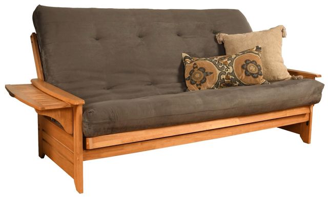 Kodiak Furniture Phoenix Suede Gray/Butternut Queen Futon with Mattress-0