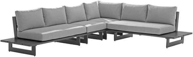Meridian Furniture Maldives 4-Piece Black/Gray Aluminum/Fabric Outdoor Sectional-0
