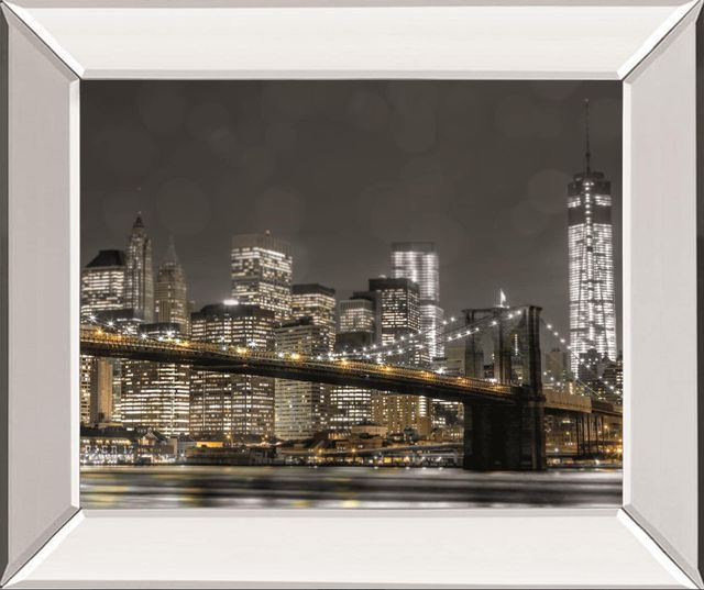 Classy Living Frank, A New York Lights Mirror Framed Wall Art-0