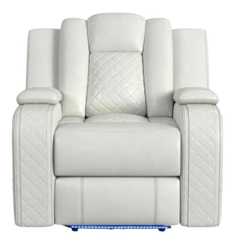 Elements International Carlo Pebble Oyster Power Recliner with Power Headrest-3