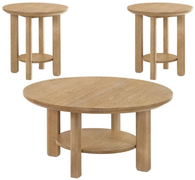 Coaster® Ottowa 3-Piece Washed Oak Coffee Table Set-0