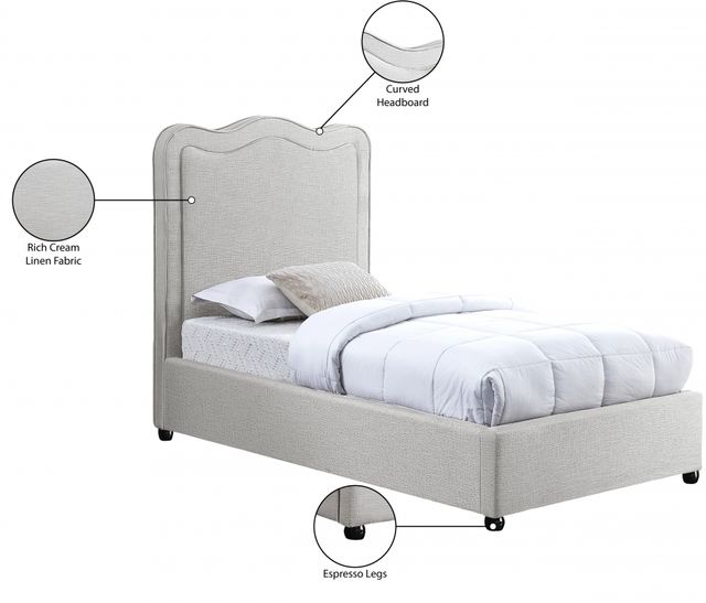 Meridian Furniture Felix Cream Twin Upholstered Panel Bed-3