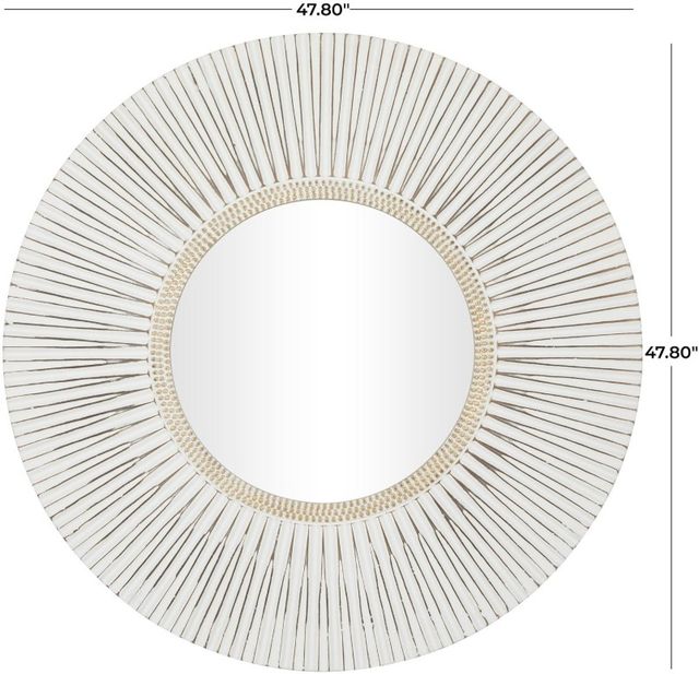 Deco Marche White Wall Mirror with Beaded Inner Circle-1