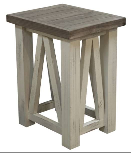 American Wholesale Furniture Spencer Granite/White Chairside Table-0
