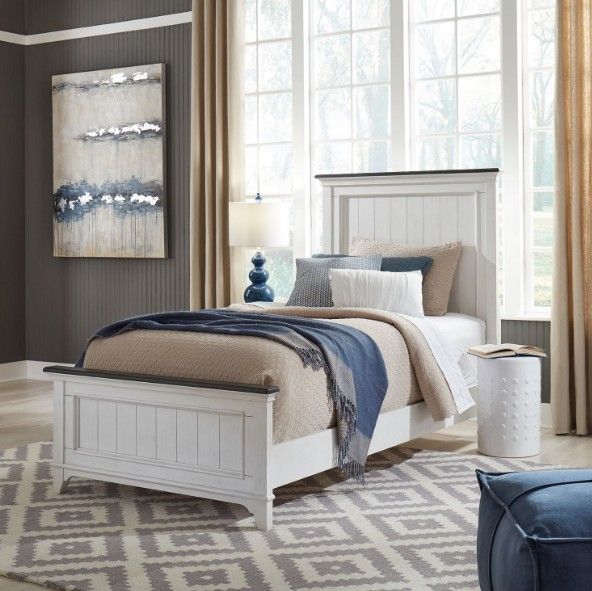 Liberty Furniture Allyson Park Charcoal/Wirebrushed White Youth Twin Panel Bed-1
