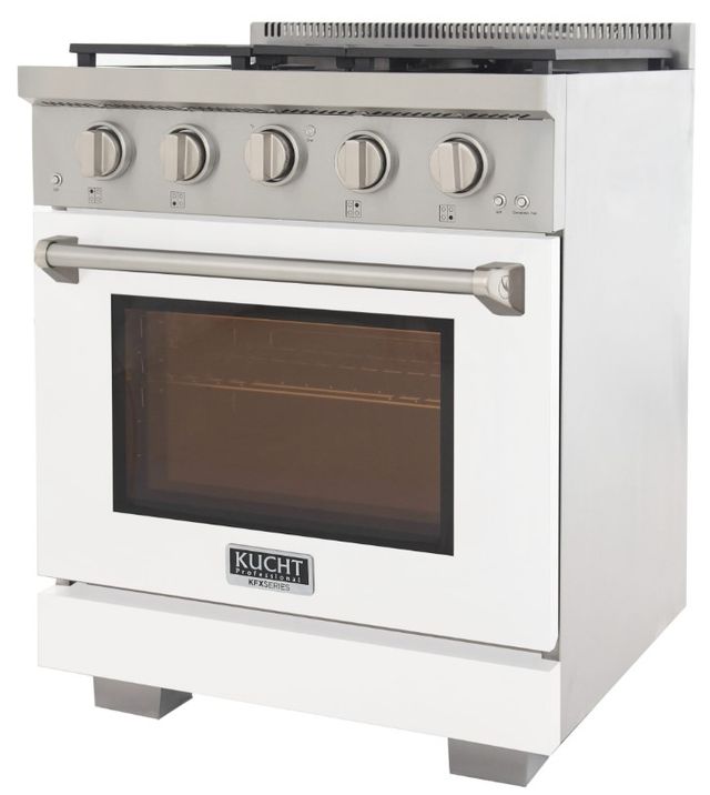 Kucht Professional KFX Series 30" Stainless Steel Pro Style Natural Gas Range with White Door and True Simmer Burners-3