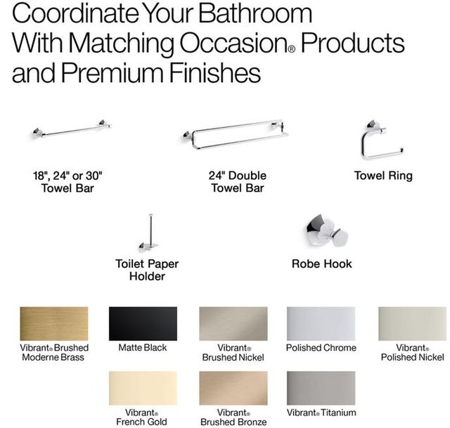 KOHLER® Occasion® Matte Black with Brushed Moderne Brass Toilet Paper Holder with Tray-4