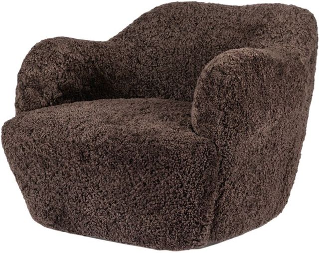 Four Hands Julius Cocoa Shearling Swivel Chair-0