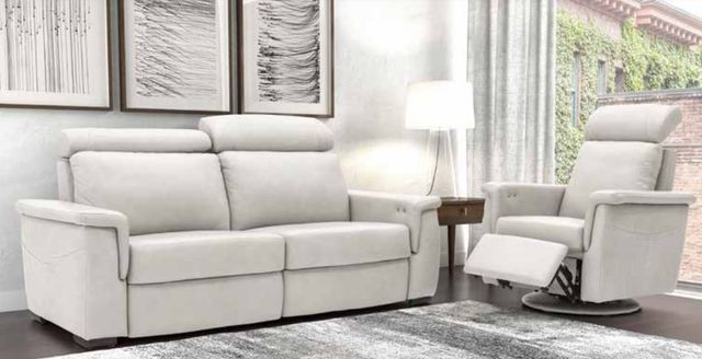 Fornirama 785 White Swivel Rocker Recliner with Adjustable Headrest-2