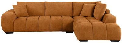 front view of the Coaster® Camacho 2-Piece Orange Upholstered Chaise Sectional Sofa