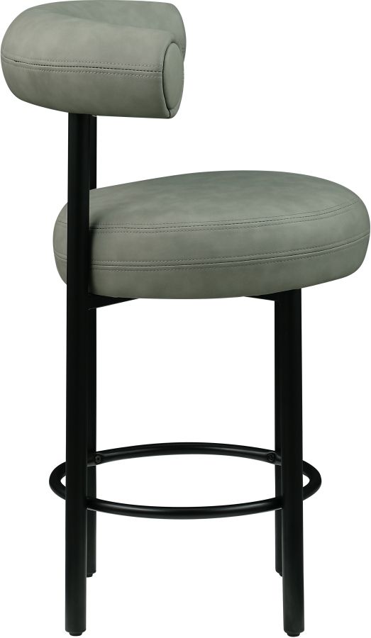 Meridian Furniture Bordeaux Green/Matte Black Vegan Leather Counter Stool-2