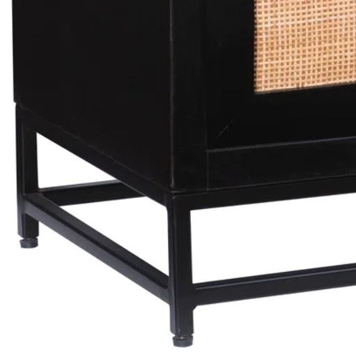 Powell® Raphael Black Cane 2-Drawer Table-2