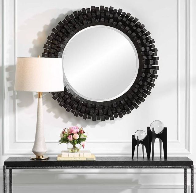 Uttermost® Circle of Piers Ebony Stain Round Mirror-1