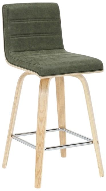 Armen Living Vienna 3-Piece Oak/Vintage Green Swivel Counter Stool Set-0