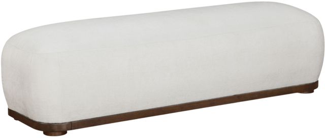 Meridian Furniture Calum Cream/Walnut Chenille Fabric Bench-0