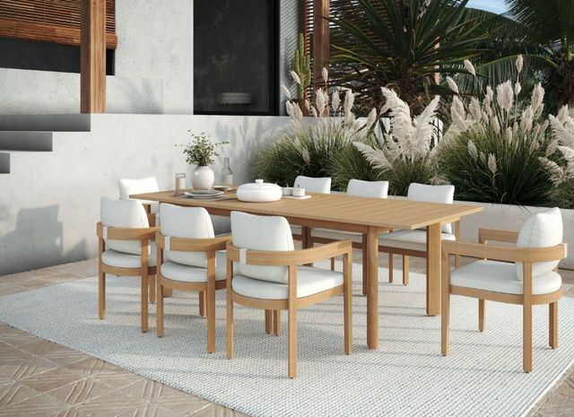 New Classic® Home Furnishings Wesley White Acacia/Fabric Outdoor Patio Side Chair-1