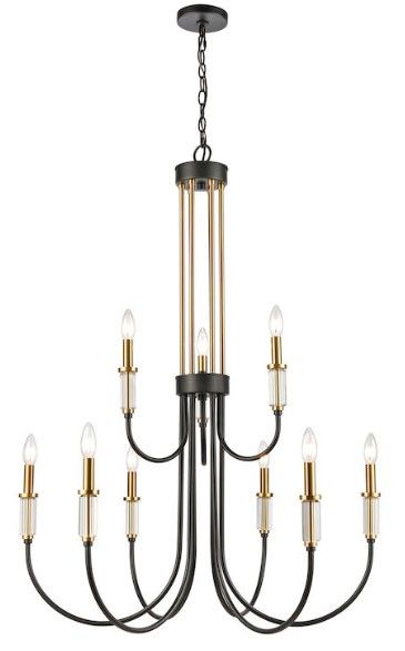 Stein World Showroom Glendon Burnished Brass/Matte Black 31" Chandelier