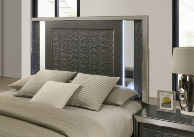 Furniture of America® Leyland 4-Piece Dark Gray Queen Bedroom Set-2