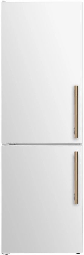 Forno Custodia 24” 10.3 Cu. Ft. White Counter Depth Bottom Freezer Refrigerator with Ice Maker and Antique Brass Handle-0
