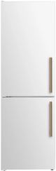 Forno Custodia 24” 10.3 Cu. Ft. White Counter Depth Bottom Freezer Refrigerator with Ice Maker and Antique Brass Handle-0