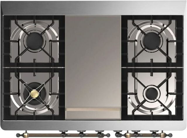 Ilve® Majestic III 40" Custom Pro Style Dual Fuel Natural Gas Range with Solid Door and Burnished Trim-1