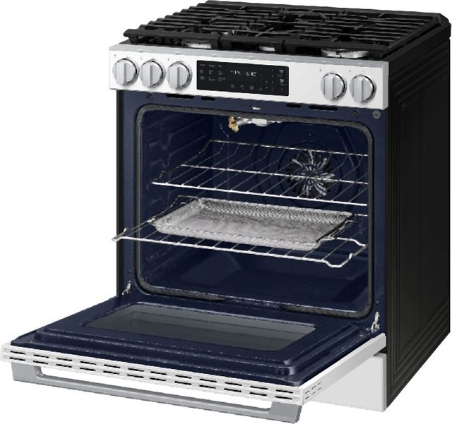Samsung Bespoke Smart 30'' White Glass Gas Slide In Gas Range-2