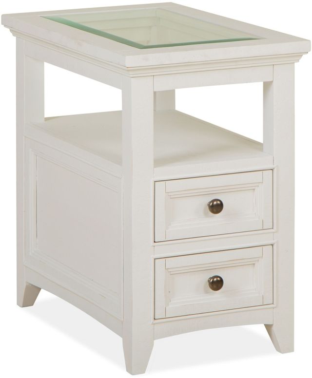 Magnussen Home® Heron Cove Glass Insert Chalk White Chairside End Table-0