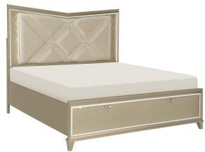 Mazin Furniture Bijou Champagne Queen Platform Bed-1