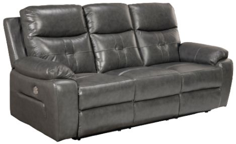 Mazin Furniture Primus Grey Power Reclining Sofa with Drop-Down Table-0