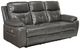 Mazin Furniture Primus Grey Power Reclining Sofa with Drop-Down Table-0