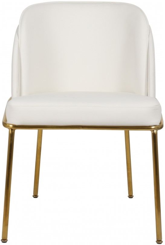 Meridian Furniture Jagger White/Gold Vegan Leather Dining Side Chair-1
