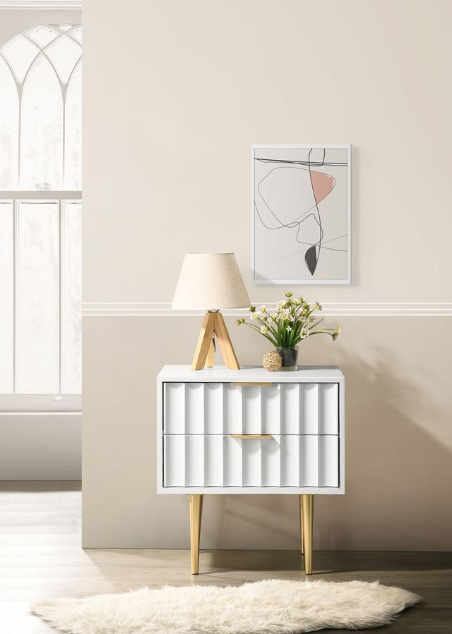 Meridian Furniture Modernist White Gloss Nightstand-2
