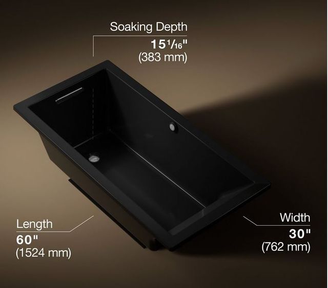 KOHLER® Underscore® Black 60" x 30" Drop-In/Undermount Bath with Bask® Heated Surface-2