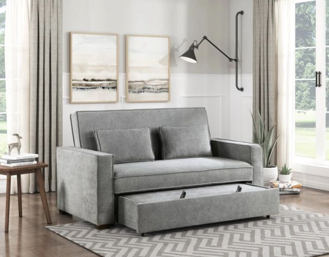 Homelegance® Alta Gray Convertible Studio Sofa with Pull-out Bed-1