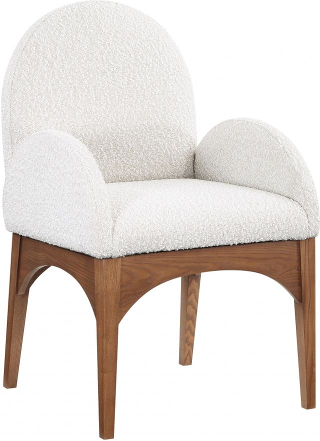 Meridian Furniture Waldorf Cream/Brown Boucle Upholstered Dining Arm Chair-0
