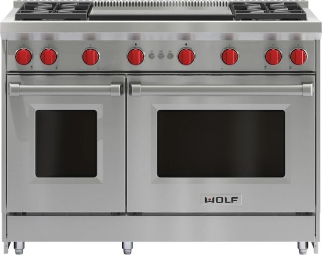 Wolf® 48" 4-Burners Stainless Steel Pro Style Liquid Propane Gas Range-0