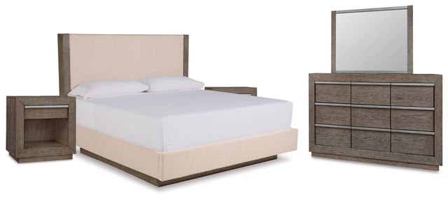 Benchcraft® Anibecca 5-Piece Weathered Gray King Panel Bed Set-0