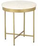 LR Home White Top Round Side Table with Gold Metal Base-0