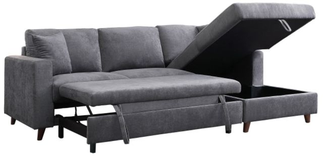 Mazin Furniture Jordan 2-Piece Dark Gray Right-Arm Facing Pullout Sleeper Sectional and Storage Chaise-0