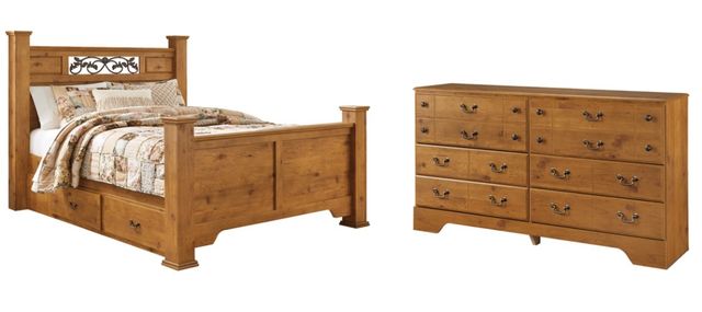 Signature Design by Ashley® Bittersweet 2-Piece Light Brown Queen Poster Storage Bed Set-0