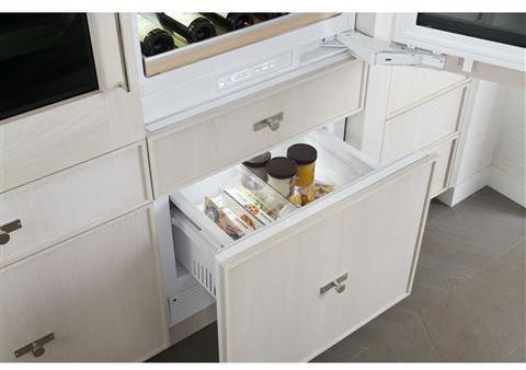 Integrated column refrigerator in custom cabinetry