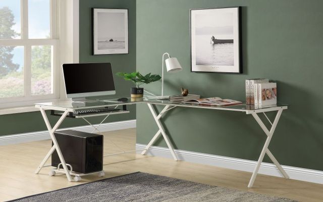 ACME Furniture Dazenus Clear/White Computer Desk with X Shape Base-4